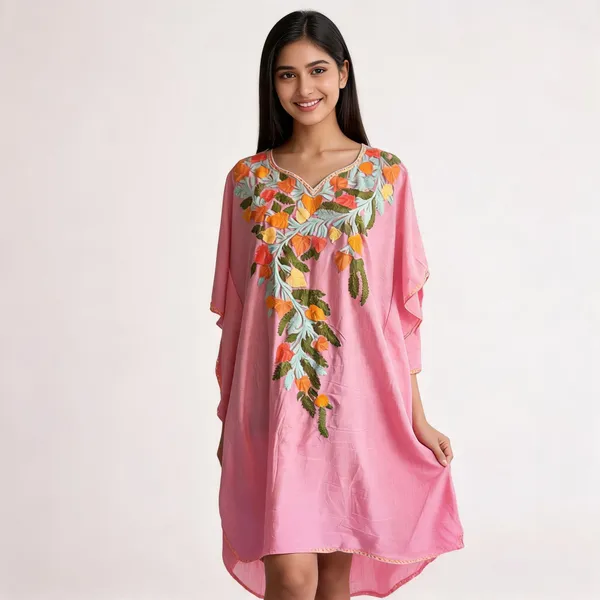 Pink_Cotton_Crush_Relaxed_Fit_Floral_Embroidered_Kaftan_For_Women