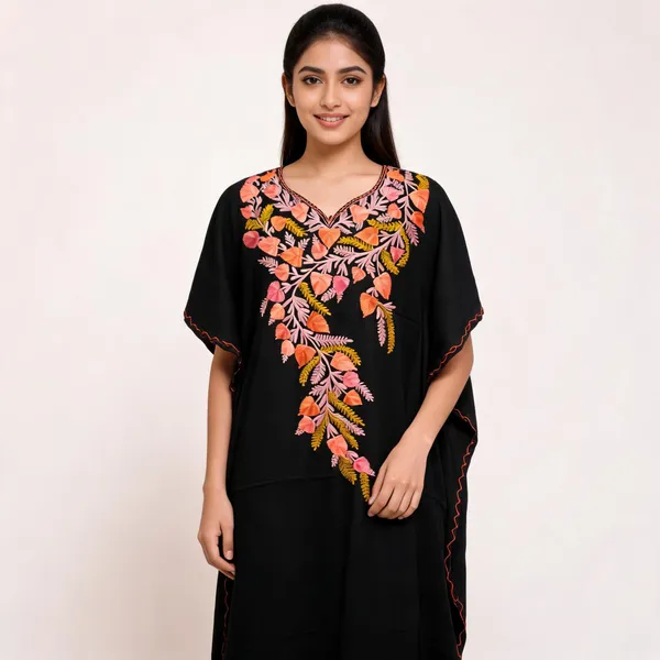 Black_Cotton_Crush_Relaxed_Fit_Floral_Embroidered_Kaftan_For_Women