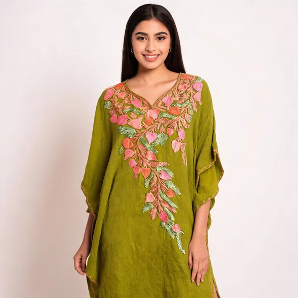 Olive_Green_Cotton_Crush_Straight_Floral_Embroidered_Kurta_For_Women