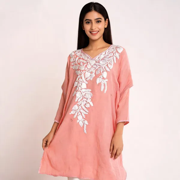 Pink_Cotton_Crush_Relaxed_Fit_Floral_Embroidered_Kurta_For_Women