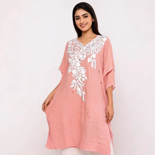Pink_Cotton_Crush_Relaxed_Fit_Floral_Embroidered_Kurta_For_Women