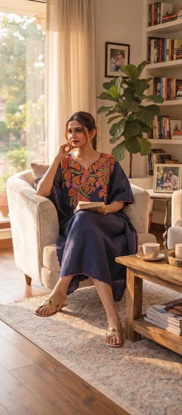 Navy_Blue_Cotton_Crush_A-Line_Floral_Embroidered_Kashmiri_Kaftan_For_Women
