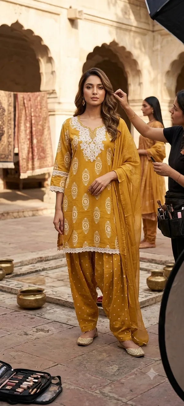 Mustard_Printed_Straight_Kurta_Set_For_Women