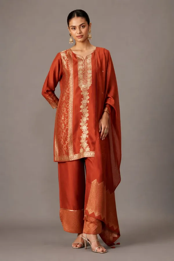 Rust_Embroidered_Straight_Kurta_Set_for_Women