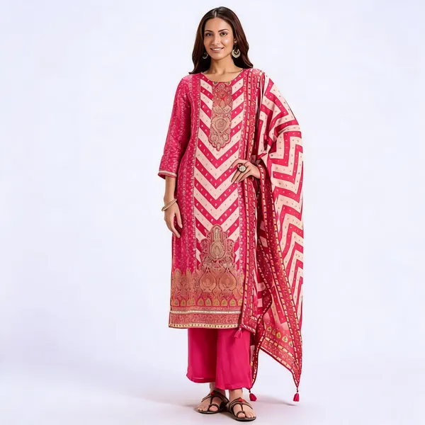 Pink_Banarsi_Straight_Kurta_Set_For_Women