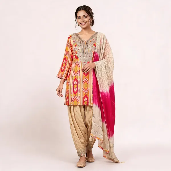 Multicolor_Pure_Muslin_Printed_Straight_Kurta_Set_For_Women
