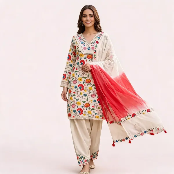 White_Cotton_Floral_Print_Straight_Salwar_Suit_Set_For_Women