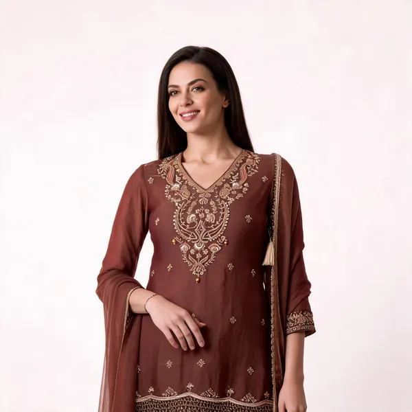 Brown_Tissue_Embroidered_Straight_Suit_Set_For_Women