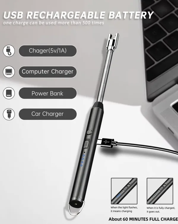 Black_Rechargeable_USB_Flexible_Neck_Electric_Lighter