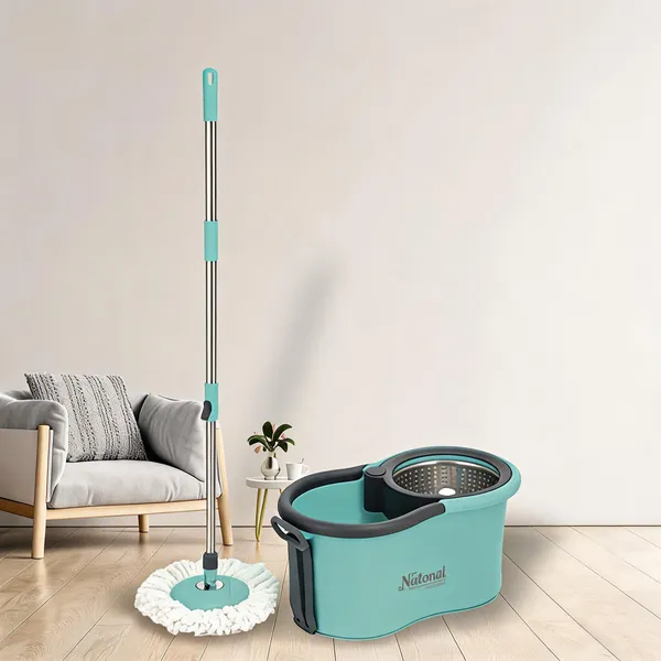 Teal_Blue_Plastic_360_Spin_Mop_With_Bucket_Set