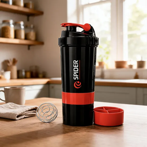 Black_And_Red_Spider_Gym_Shaker_Bottle_With_Mixing_Ball