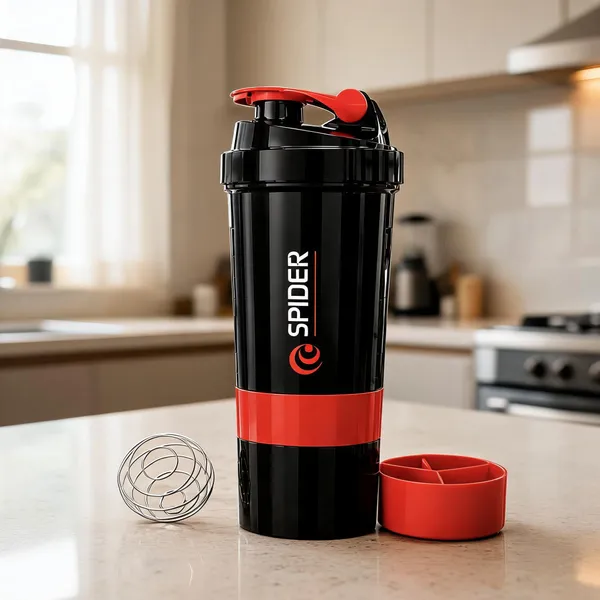 Black_And_Red_Spider_Gym_Shaker_Bottle_With_Mixing_Ball