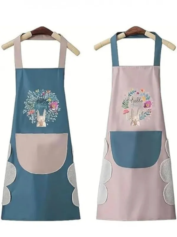 Waterproof_Floral_Print_Kitchen_Apron