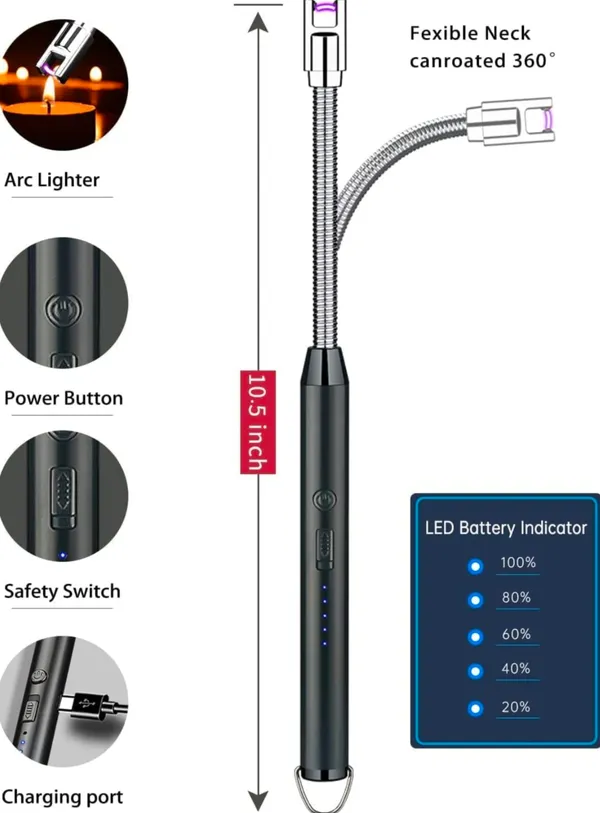 Black_Rechargeable_USB_Flexible_Neck_Electric_Lighter