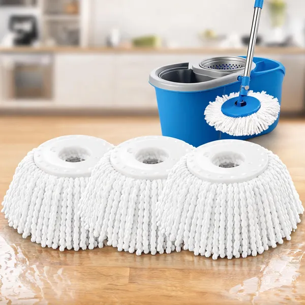White_Microfiber_Round_Spin_Mop_Refill_Pack_Of_3