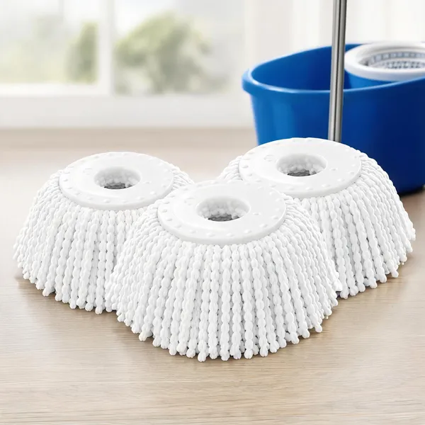 White_Microfiber_Round_Spin_Mop_Refill_Pack_Of_3