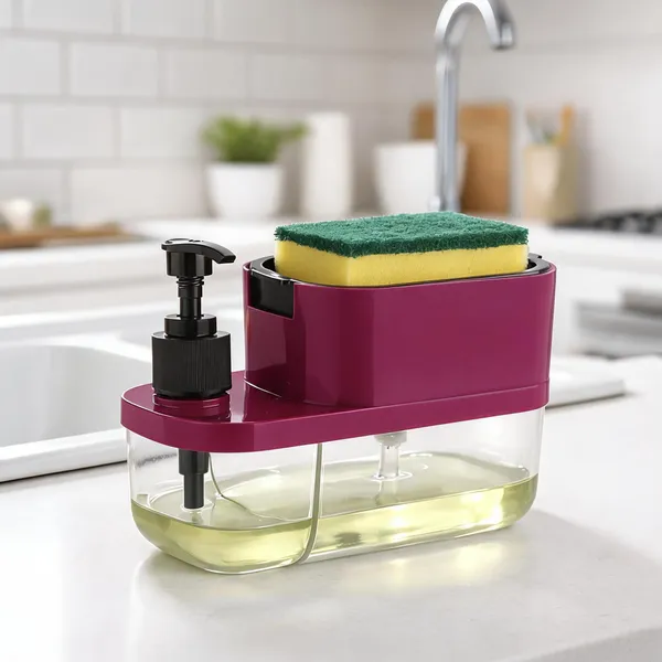 Multicolor_Plastic_3_In_1_Soap_Pump_Dispenser_With_Sponge_Holder