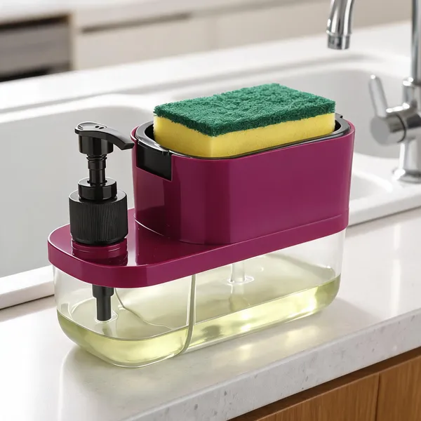 Multicolor_Plastic_3_In_1_Soap_Pump_Dispenser_With_Sponge_Holder
