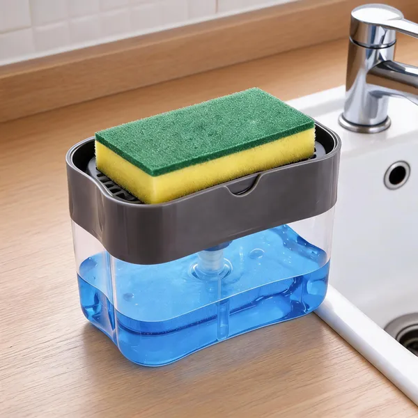 Multicolor_Plastic_2_In_1_Soap_Dispenser_With_Sponge_Holder