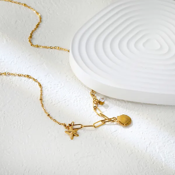 Gold_Tone_Beach_Charm_Necklace_for_Women