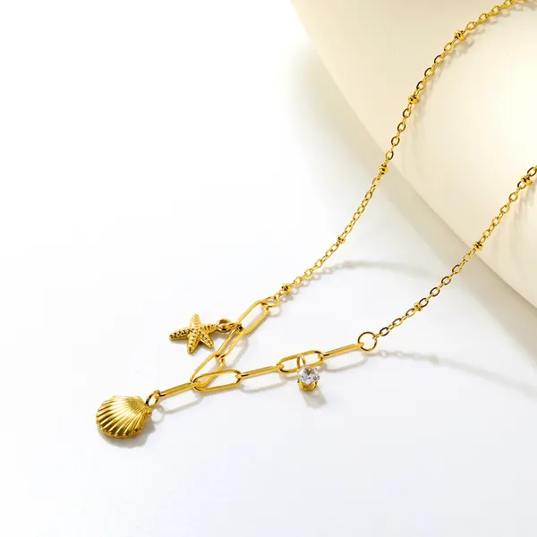 Gold_Tone_Beach_Charm_Necklace_for_Women