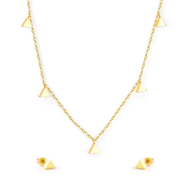 Gold-Tone_Geometric_Necklace_And_Earrings_Set_For_Women