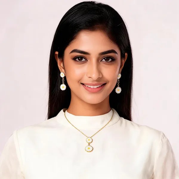 Gold_Tone_Floral_Necklace_And_Earrings_Set_for_Women