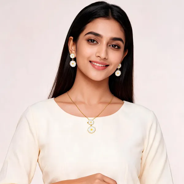 Gold_Tone_Floral_Necklace_And_Earrings_Set_for_Women