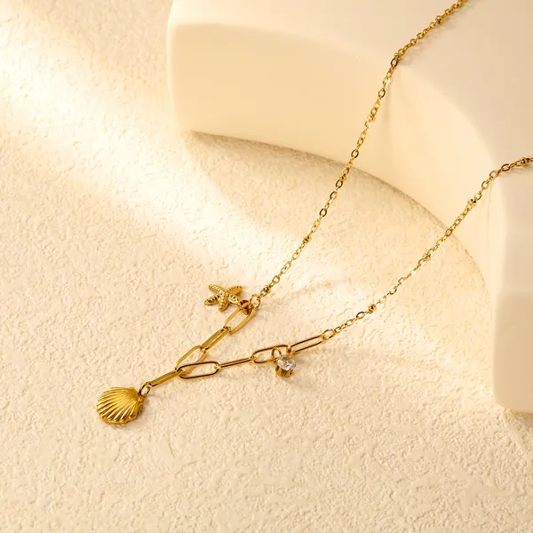 Gold_Tone_Beach_Charm_Necklace_for_Women