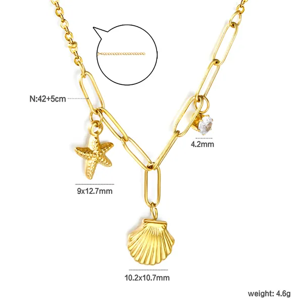 Gold_Tone_Beach_Charm_Necklace_for_Women