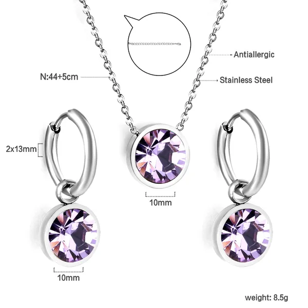Silver_Stainless_Steel_Purple_Crystal_Necklace_And_Earrings_Set