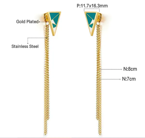 Gold_Tone_Green_Geometric_Chain_Earrings_for_Women