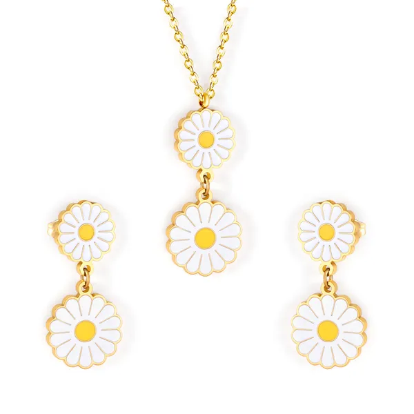 Gold_Tone_Floral_Necklace_And_Earrings_Set_for_Women