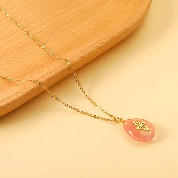 Pink_Gold_Tone_Teardrop_Pendant_Necklace_for_Women