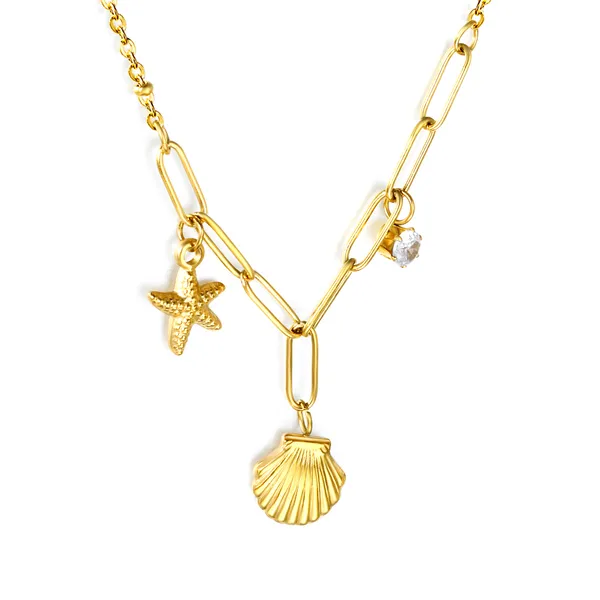 Gold_Tone_Beach_Charm_Necklace_for_Women
