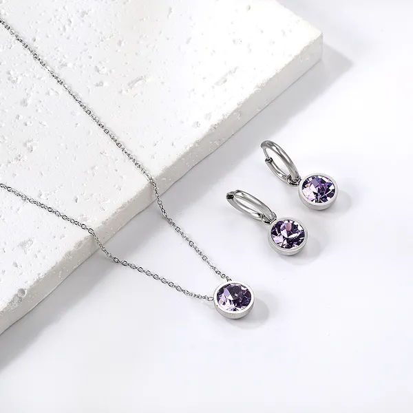 Silver_Stainless_Steel_Purple_Crystal_Necklace_And_Earrings_Set