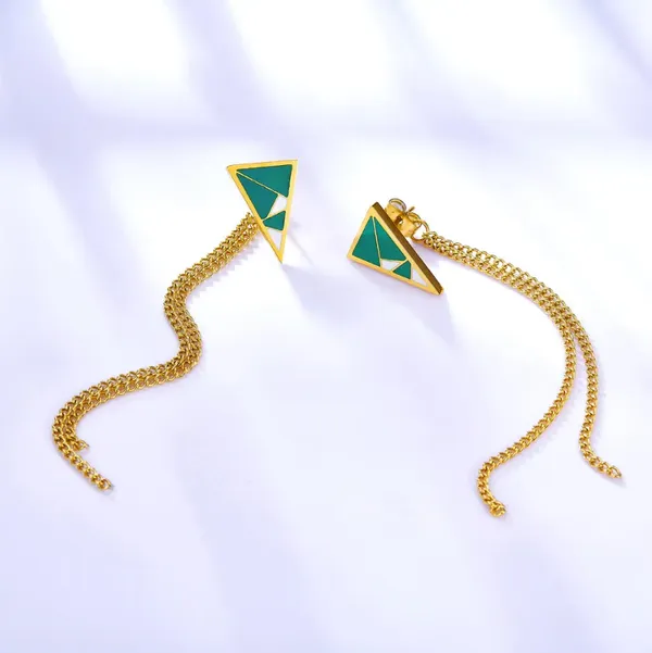 Gold_Tone_Green_Geometric_Chain_Earrings_for_Women