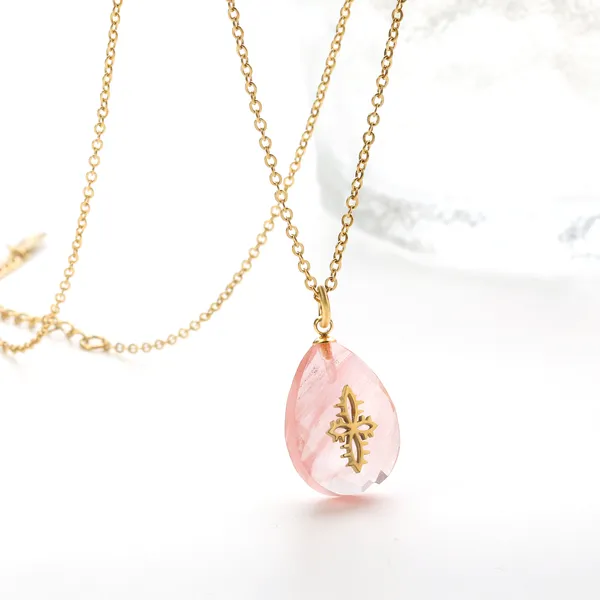 Pink_Gold_Tone_Teardrop_Pendant_Necklace_for_Women