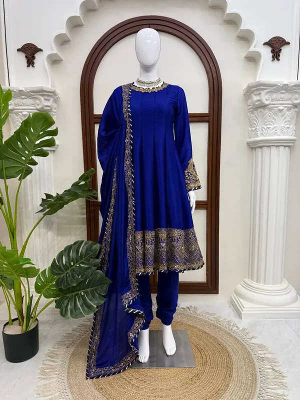 Blue_Embroidered_Anarkali_Suit_Set_For_Women