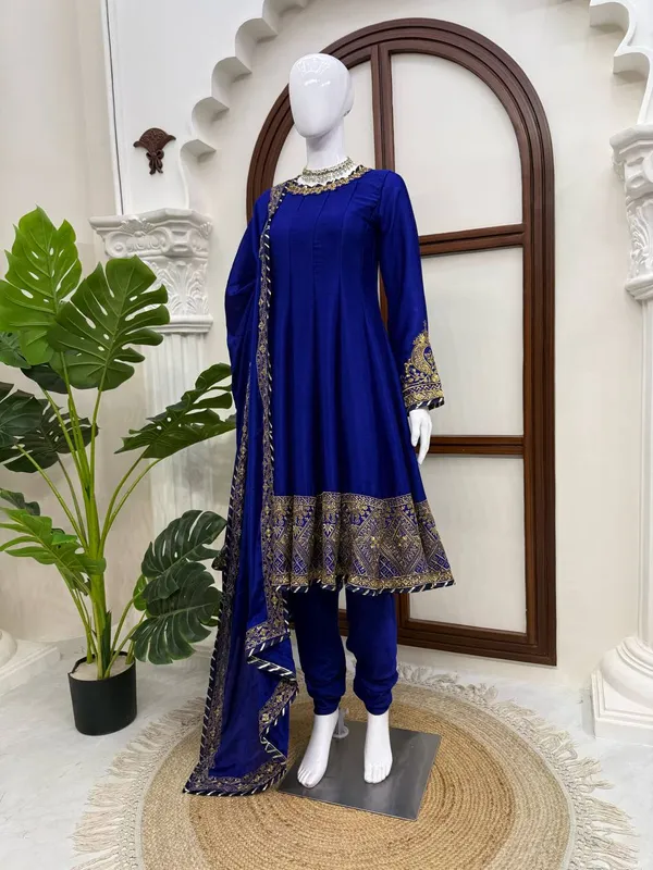 Blue_Embroidered_Anarkali_Suit_Set_For_Women