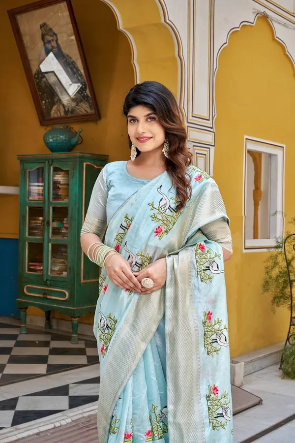 Kota_Crishtal_Heavy_Zecard_Bodar_With_Embroidery_Thread_Work_Saree_Bright_Pink