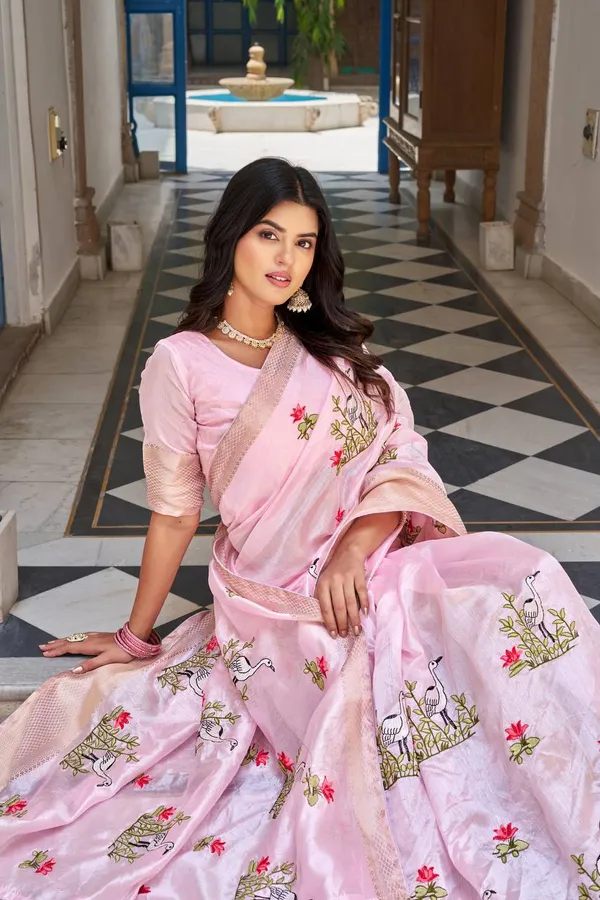 Kota_Crishtal_Heavy_Zecard_Bodar_With_Embroidery_Thread_Work_Saree_Bright_Pink