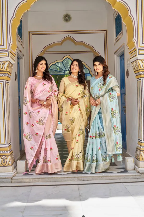 Kota_Crishtal_Heavy_Zecard_Bodar_With_Embroidery_Thread_Work_Saree_Bright_Pink