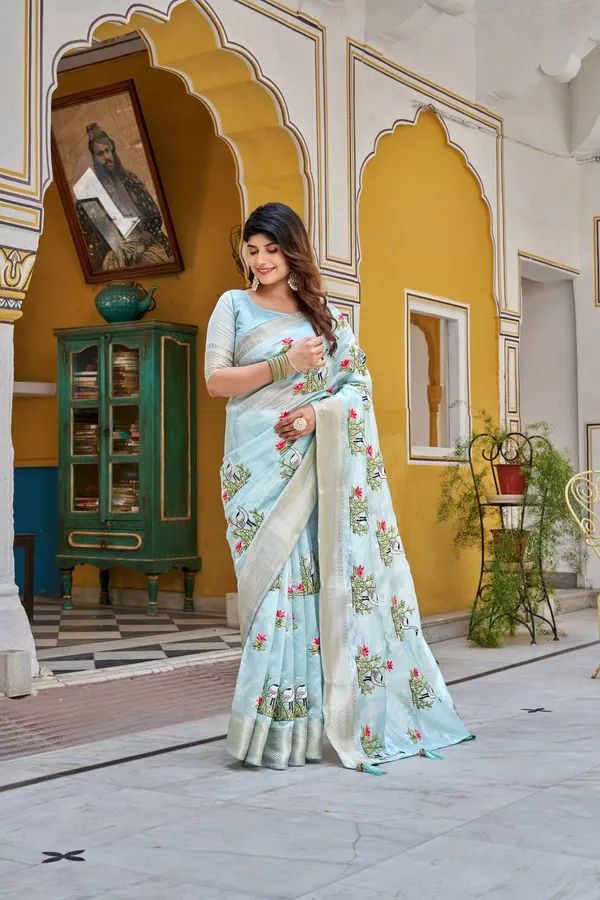Kota_Crishtal_Heavy_Zecard_Bodar_With_Embroidery_Thread_Work_Saree_Bright_Pink