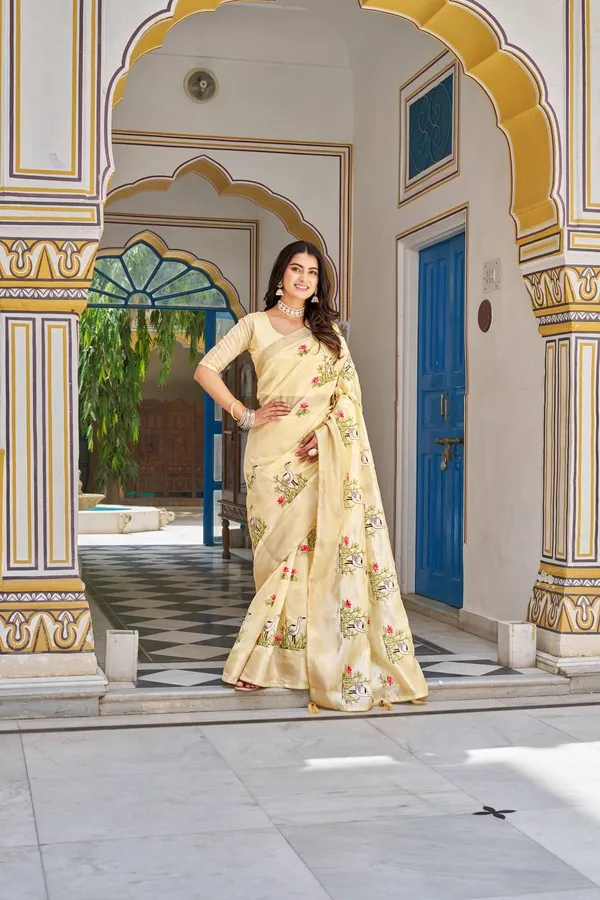 Kota_Crishtal_Heavy_Zecard_Bodar_With_Embroidery_Thread_Work_Saree_Beige_Gold