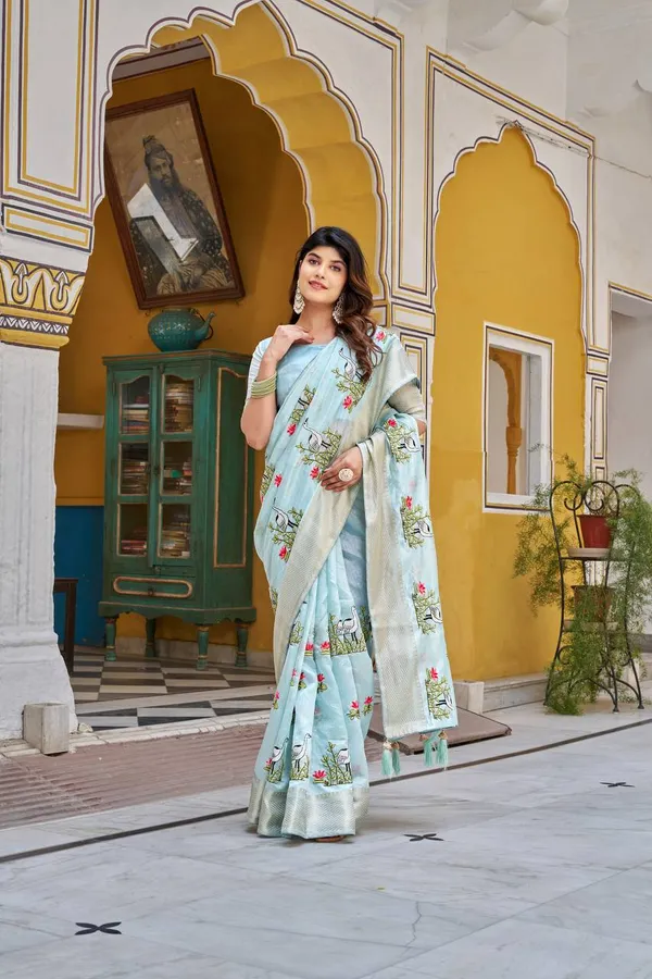 Kota_Crishtal_Heavy_Zecard_Bodar_With_Embroidery_Thread_Work_Saree_Sky_Mist