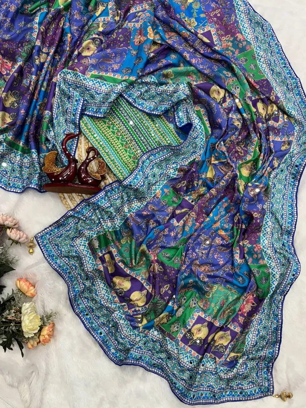 New_Launching_Vayara_ajarakh_print_with_real_mirror_work_and_pallu_fancy_real_diamond_latkan_Saree