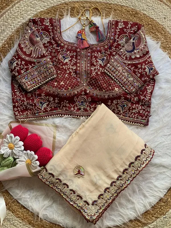 New_Launching_Vayara_sequence_and_zari_embroidery_work_with_multi_Arco_border_Saree