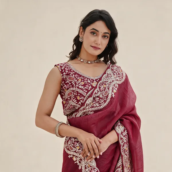Red_Silver_Crunchi_Embellished_Saree_For_Women