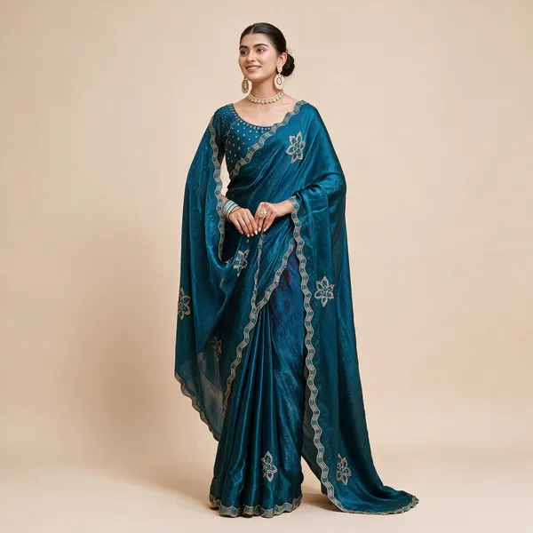 Blue_Fendy_Silk_Embellished_Saree_For_Women